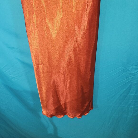 Satin Rust Orange Slip Dress For Women - Bebe - S - Picture 4 of 9